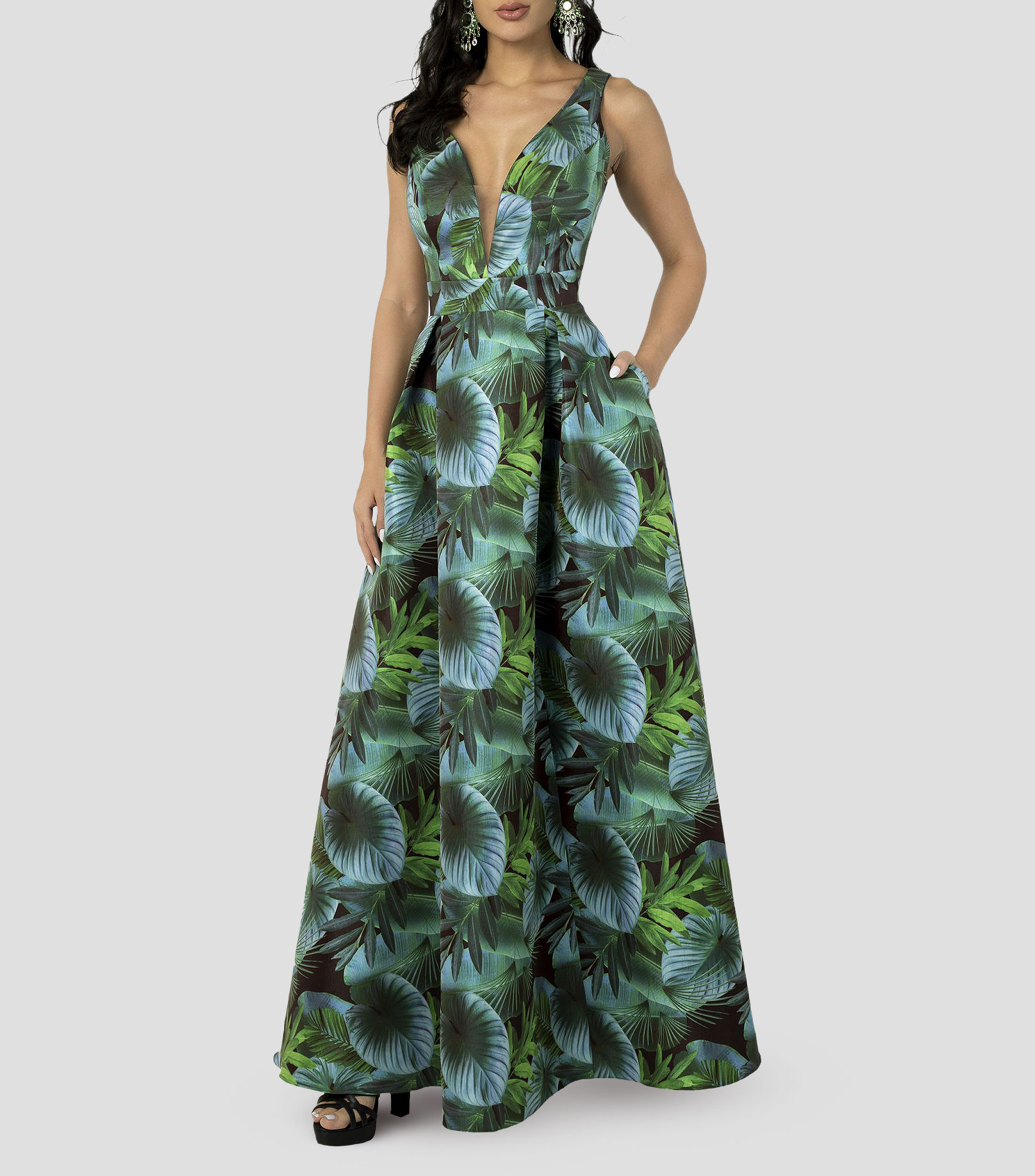 Vestido largo con estampado Mujer